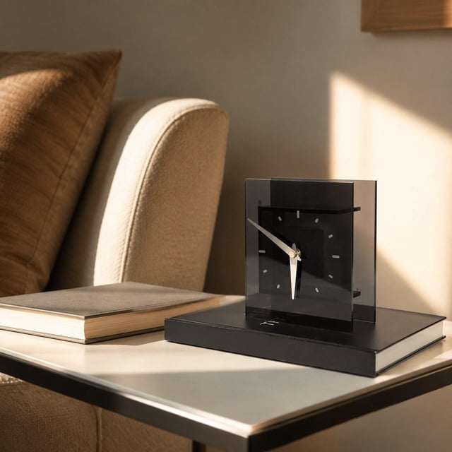 Elodie Table Clock Acrylic Stylish Decorative Clock for Study Room Home Living Room Clear Black