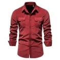 thumbnail image 2 of IROINNID Savings Long Sleeve Shirts for Men Comfy Cotton Corduroy Turndown Top Blouse Shirt,Red, 2 of 3
