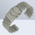 thumbnail image 3 of 22mm Shark Mesh Stainless Steel Watch Band Strap Folding Clasp Watchband (Long Pattern Silver), 3 of 6
