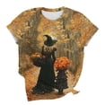 thumbnail image 7 of Yanchicy Womens Crew Neck T Shirt Seasonal Halloween Graphic Short Sleeve Printed Casual Tops Ladies Fashion Clothes Autumn Holiday Everyday Outfits, 7 of 7