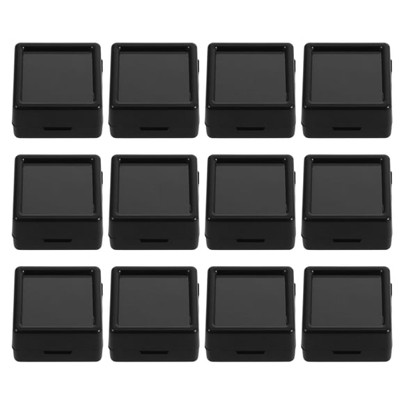 MOVTOTOP Gemstone Display Box 12Pcs Stackable Pill Organizer Tower Black Glass ABS For Travel And Home Use