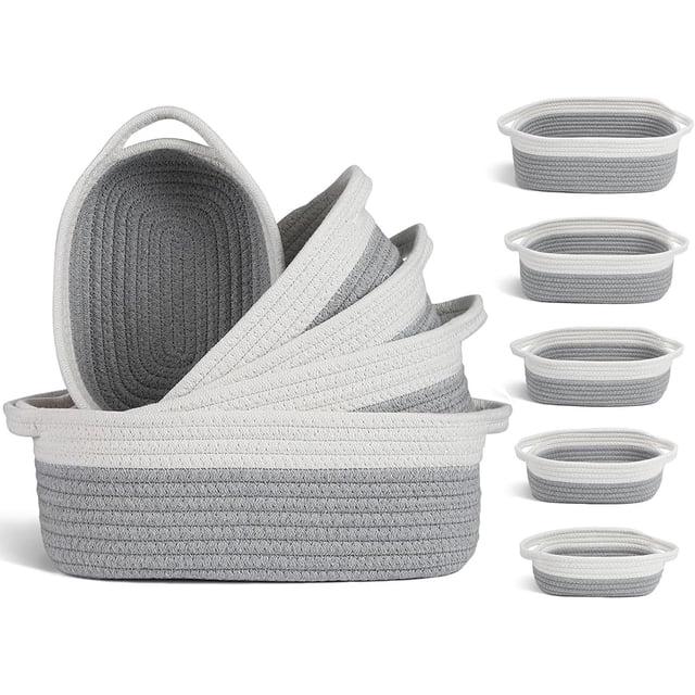 Canastas Organizadoras con Asa, Cesta Organizadora de Algodón, Caja Cestas de Almacenamiento para Organizar Estantes, Ropa, Maquillaje