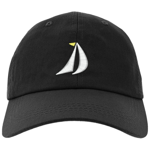 Embroidered SailBoat, Mainsail and Geneo Sailing Logo, Adjustable Baseball Cap-EM-0050-Black