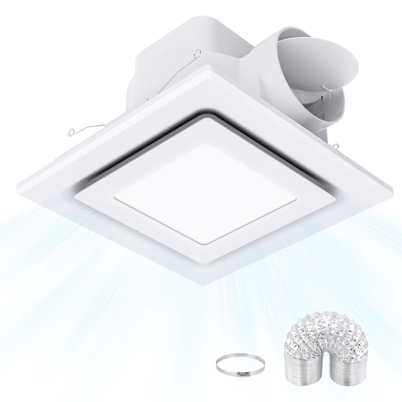112 CFM 10 Inch Bathroom Exhaust Fan with Light, 1.0 Sones Ceiling Ventilation Fan for Bathroom, Kitchen and Laundry Room