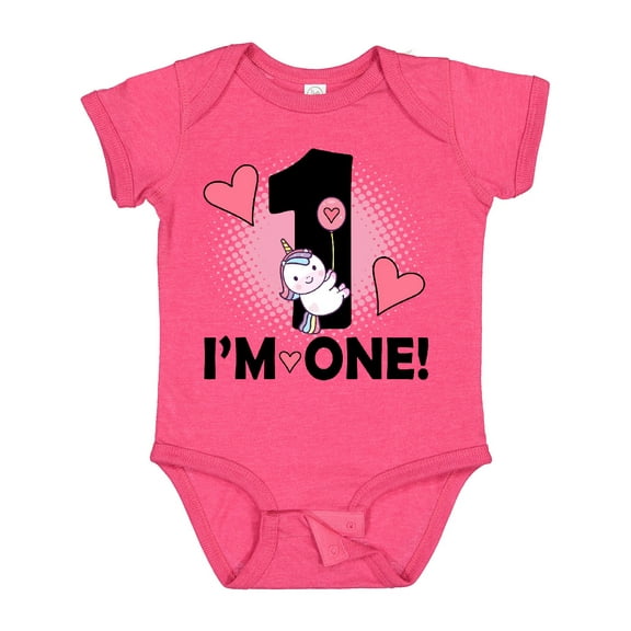 Inktastic First Birthday 1 Year Old Girl Unicorn Girls Baby Bodysuit
