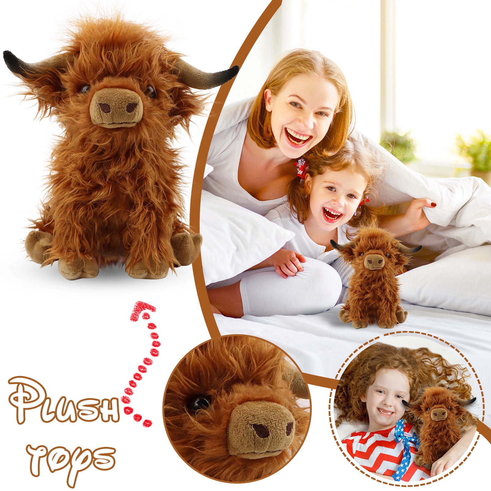 11 Inch Highland Cow Plush Toy, Soft Realistic Highland Stuffed Animal For  Boys & Girls, Plushie Gift