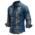 thumbnail image 2 of Yaoyar Mens Hawaiian Floral Long Sleeve Shirt Tropical Button Down Printed Aloha Shirts Wedding Beach Vacation with Pocket, 2 of 5