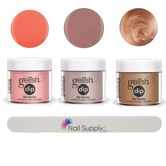 Gelish Professional Quality Nail Dip Powder Set of 3 Colors with Free Nail File - Bronzed Collection