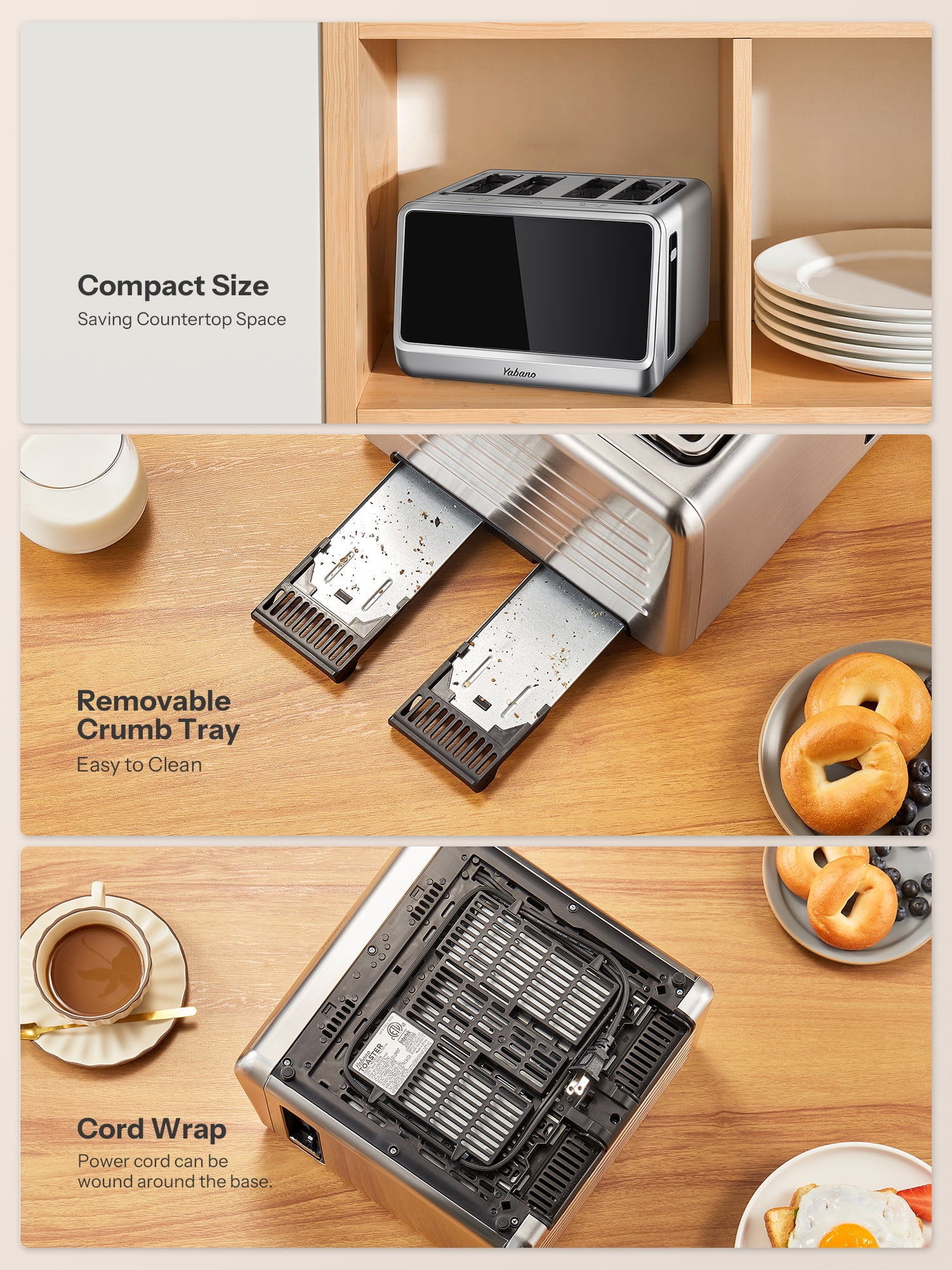 4 Slice Toaster, Touchscreen & Dual Independent Control Panel