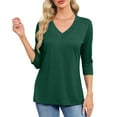thumbnail image 5 of Mittory 3/4 Length Sleeve Womens Tops Casual V-Neck Ladies Shirts Summer Elbow Length Printed,Plain t Shirts Outfits, 5 of 8