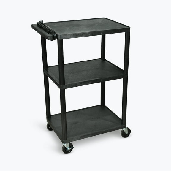 FSE 373-UCPL2E-B 42"H Utility Cart - Three Shelves, Electric, Black