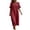 Wine, variant on Vivianyo HD Women's V-Neck Fringe Trim Maxi Dress, Short Ruffle Fringe Sleeve Solid Linen Blend Loose Casual Summer Dresses for Women Vacation, Women's Light Blue, Sizes S-2XL