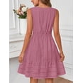 thumbnail image 2 of Merokeety Summer Dress for Women V Neck Flowy Vacation Mini Dress with Pockets Dustypink m, 2 of 5