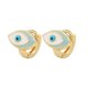 thumbnail image 1 of Mini pendientes Huggies de esmalte con forma de ojo malvado para adolescentes, delicados, chapados en oro de 18 quilates, color blanco, 1 of 3