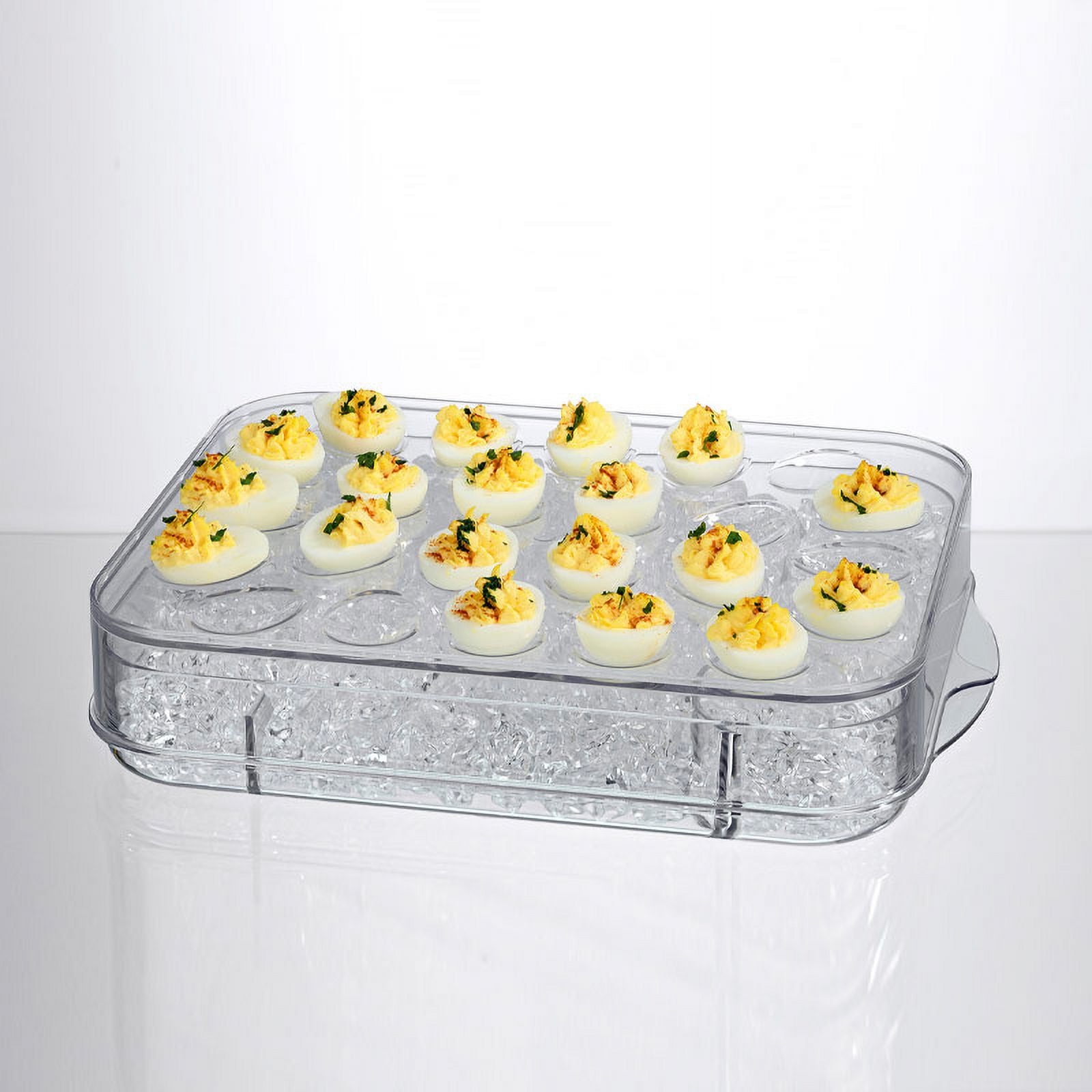 Prodyne Charcuterie On Ice & Deviled Eggs On Ice Platter 2 Piece Serveware Set, 16.5"L x 11"W x 4"H, Clear