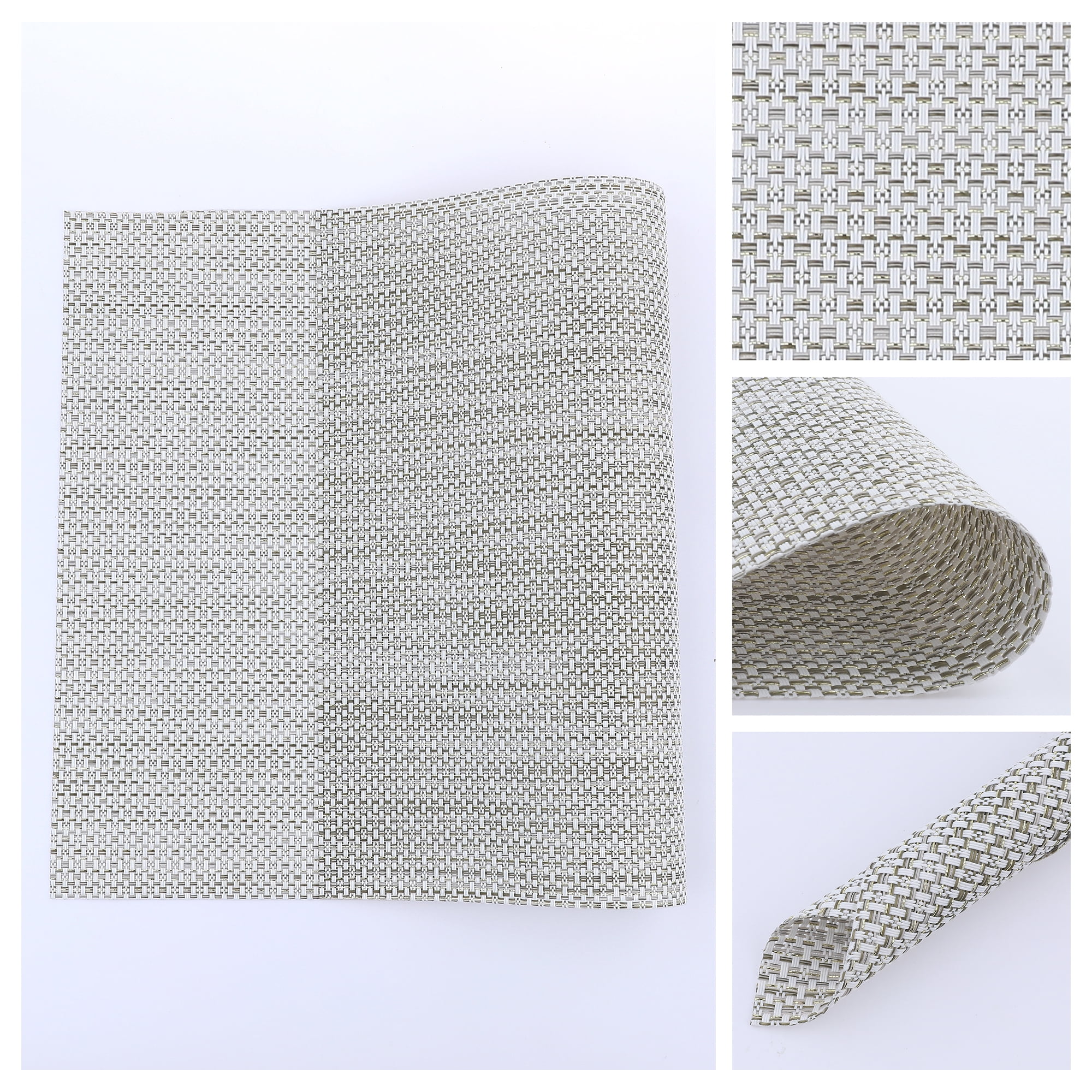 Unique Bargains Set of 6 Polyvinyl Chloride Solid Placemats Beige 18*12in