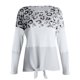 thumbnail image 3 of Pntutb mujeres moda cuello redondo rayas leopardo estampado cómodo manga larga suéter tops Pntutb Pntutb-449, 3 of 8