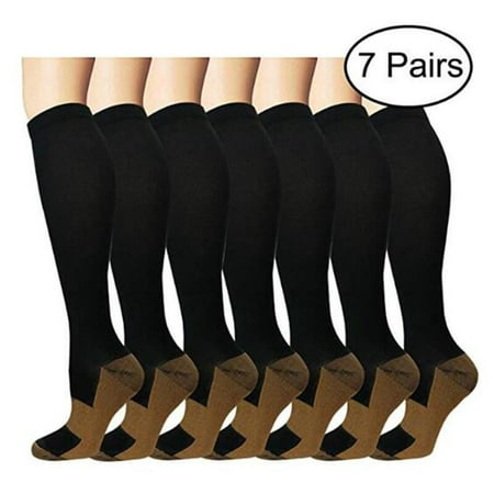 Compression Socks (7 Pairs) for Women & Men 15-20mmHg - Best Medical,Running,Nursing,Hiking,Recovery & Flight