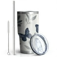 thumbnail image 2 of 30oz Butterfly and Leaves Pattern Tumblers Stainless Steel Tumbler with Lid and Straw,Vacuum Insulated Double Wall Travel Tumbler Cups Mug with Cleaning Brush for Coffee,Tea, 2 of 7