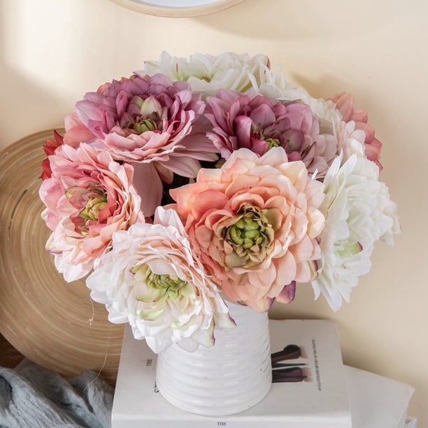 Travelwnat 5Packs Dahlia Mums Artificial Flowers Chrysanthemum Flowers