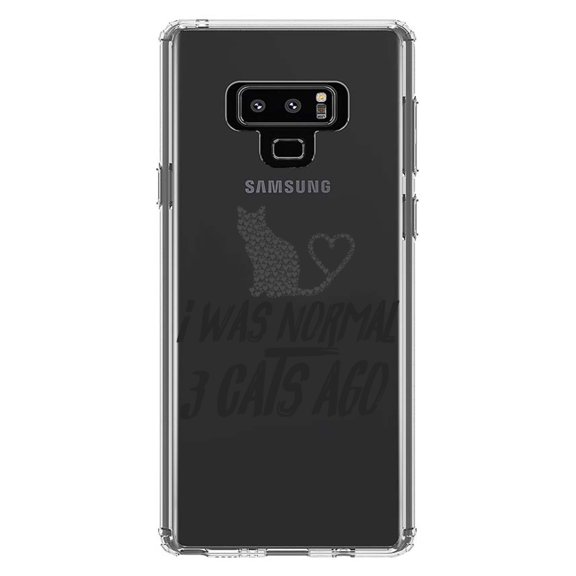 DistinctInk Clear Shockproof Hybrid Case for Samsung Galaxy Note 9 - TPU Bumper Acrylic Back Tempered Glass Screen Protector - I Was Normal 3 Cats Ago