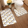 thumbnail image 2 of Honeii Penguin With Flowers Pattern Bathroom Anti-Skid Pad Bathroom Mat Vintage Seamless Pattern Not-Slip Toilet Rug Set, 2 of 6