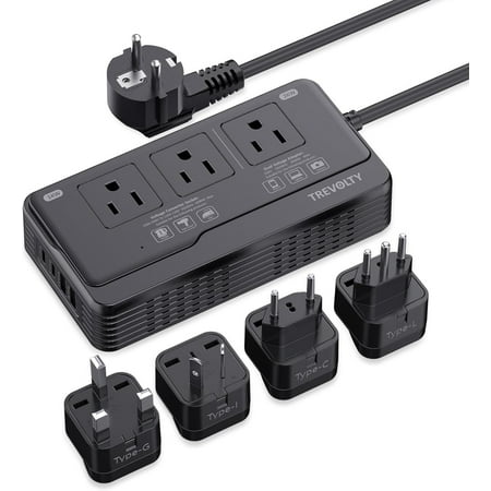 2000W Voltage Converter US to Europe for Hair Dryers, 7-in-1 220V to 110V Converter for European Travel with 3 AC/2 USBA/2 USBC Ports, Universal Power Converter Adapter Combo EU/UK/IT/AU Plug