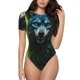 thumbnail image 1 of Balery Fluorescent Wolf Body de cuello redondo de manga corta para mujer Tops de manga corta Tops básicos-Medium, 1 of 7