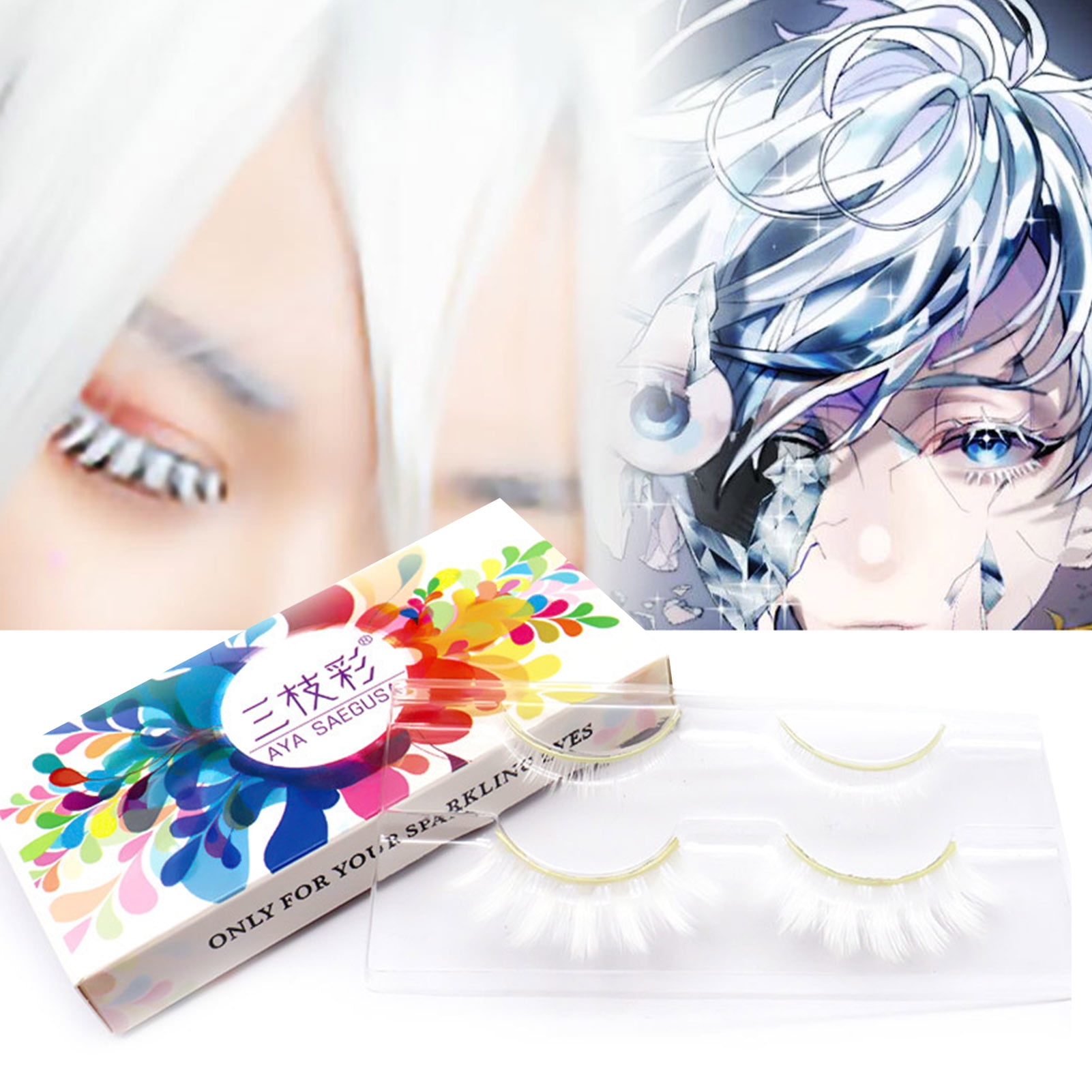 White Anime Cosplay Eyelashes  HIGH QUALITY ANIME FAKE EYELASHES –  OTAKUSTORE