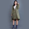 thumbnail image 3 of Bearachild Chubasquero impermeable y ligero para mujer, con capucha, para exteriores, senderismo, chaqueta larga, Poncho Paraguas de lluvia Ejercito verde L Bearachild JJ13982-09, 3 of 4
