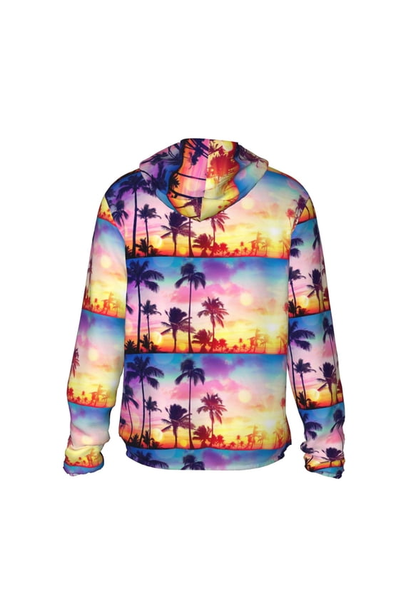 Tropical Palm Tree at Sunset Print Women Men Sun Protection UPF 50+ Jackets Zip Up Long Sleeve Hoodie Hiking Lightweight with Pockets
