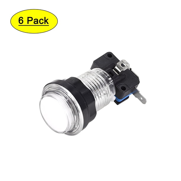 Juego de botón pulsador de 33.5 mm redondo, interruptor pulsador iluminado LED de 12V con microinterruptor blanco, 6 piezas
