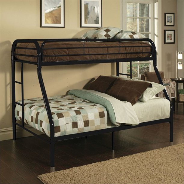 Acme Furniture Tritan Twin XL Over Queen Metal Bunk Bed, Black