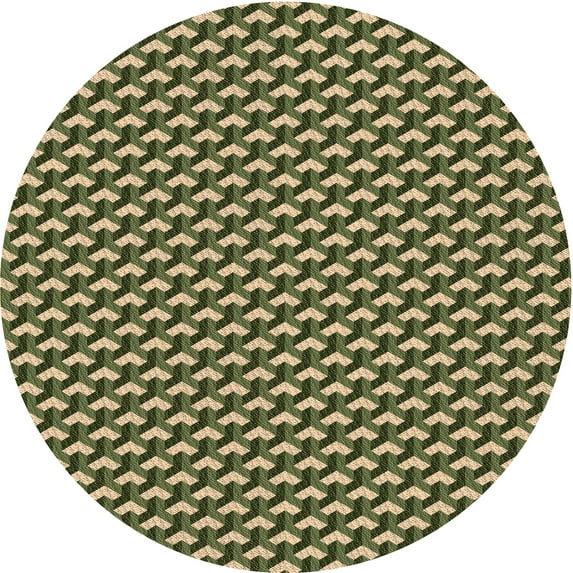 Ahgly Company Machine Washable Indoor Round Transitional Army Green Area Rugs, 6' Round