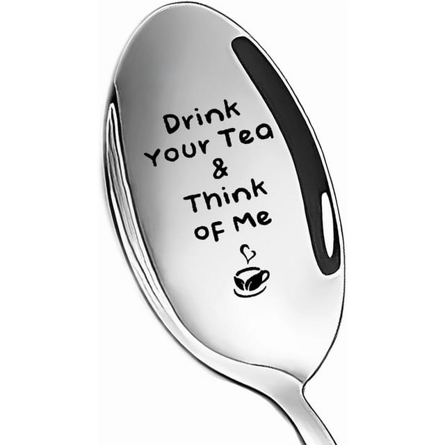 Anniversary Christmas Gifts for Husband Wife Boyfriend Drink Your Tea & Think of Me Spoon for Girlfriend Birthday Gifts for Fiancee Fiance Long Distance Relationship Gifts for Her Him Boyfriend Spoon