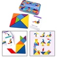 thumbnail image 2 of Wooden Tangram Puzzle Montessori Pattern Block Stacking Challenge IQ Toy, 2 of 6