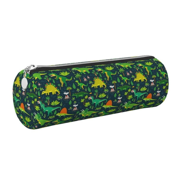 Disketp Dinosaurs Estuche Organizador de Lápices de Cuero, Estuche de Oficina con Cremallera para Bolígrafo y Lápiz