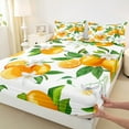 thumbnail image 3 of jejeloiu Orange Bed Sheets,Swweet Fruit King Sheets,White Flower Floral Sheet Set For Boys Girls,Super Cozy Room Decor,4pcs, 3 of 7