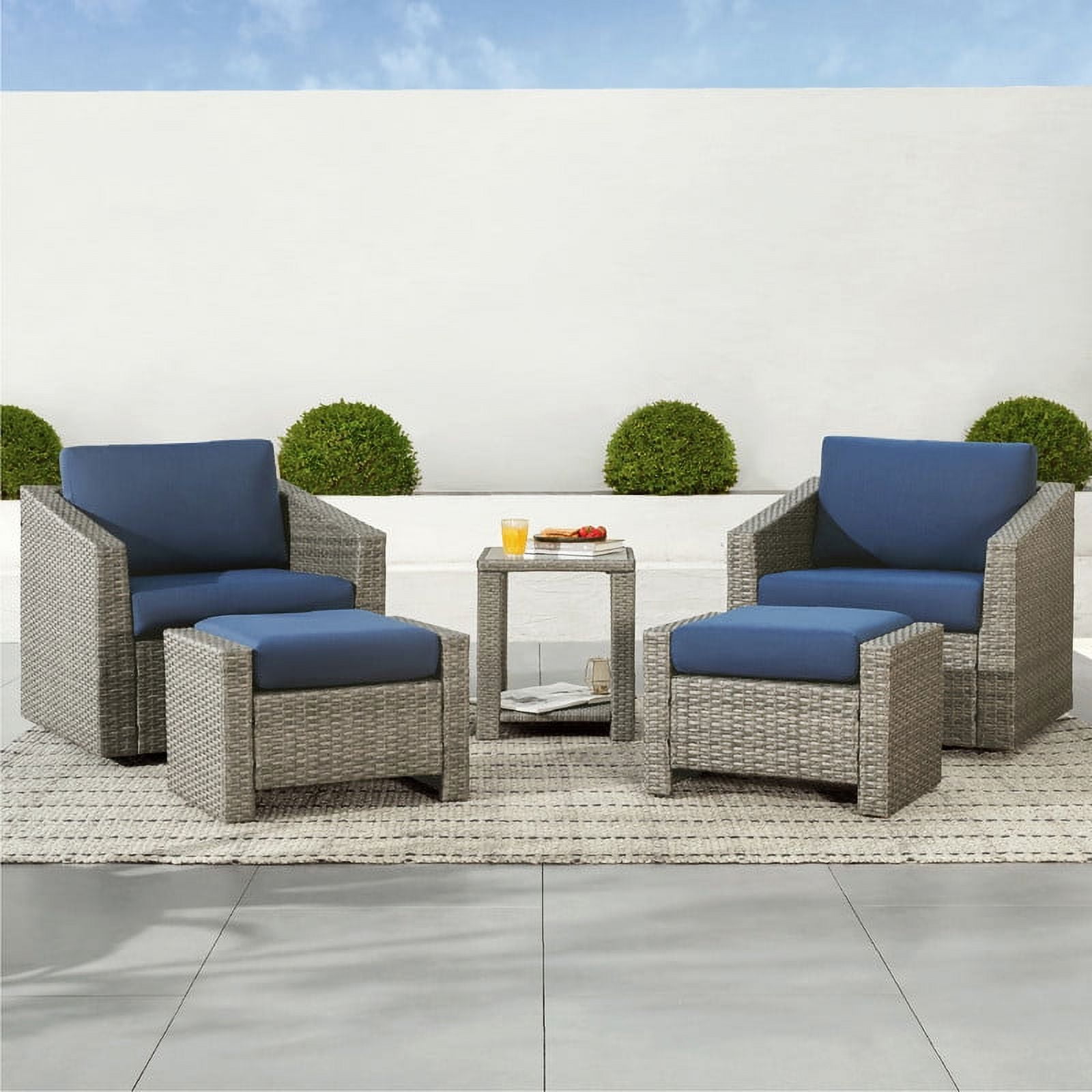 CHITA Outdoor Flat Wicker Side Table, Gray