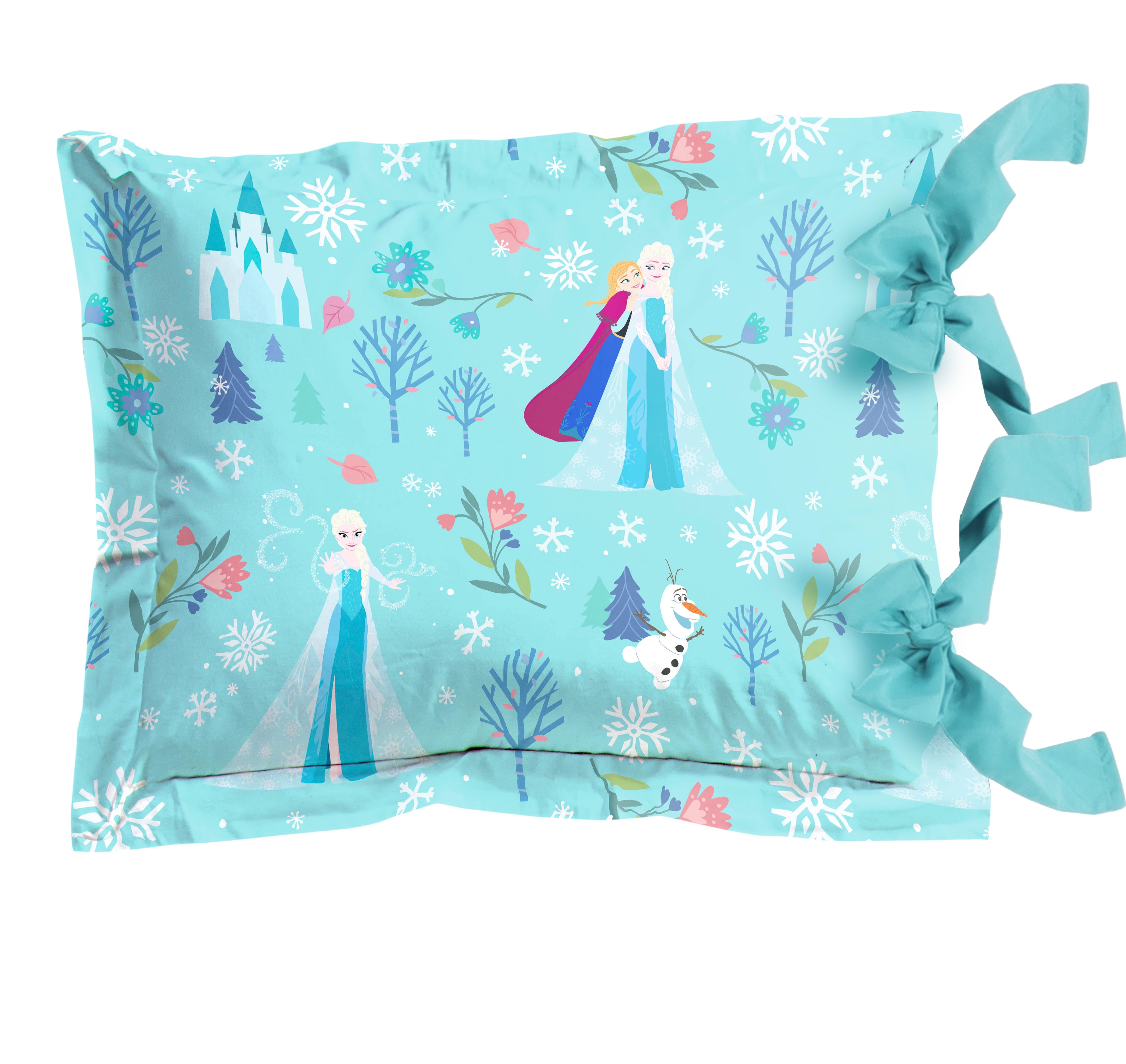 Disney Frozen Icy Adventure Reversible Comforter and Sham Bedding Set With Ribbons, Blue, Twin/Full