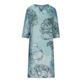 thumbnail image 3 of QIPOPIQ Robes pour Femmes Taille Empire à Volants Manches Courtes Col en V Confortable Tendance Décontractée Robe d'Été Imprimée Mi-Manches 2023 Offres, 3 of 5