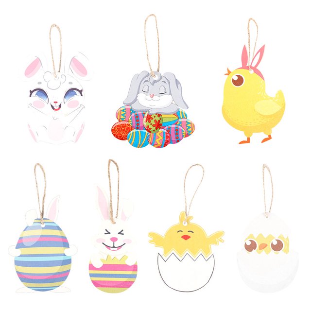 Naiovety 7 Uds. De accesorios colgantes de de Pascua para el hogar, puerta de pared de tamaño pequeño, decoración colgante DIY, adorno Kits de decoración para fiestas
