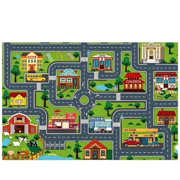 Car Rug, Car Play Mats for Ki-ds, City Playmat Rug to-ys Pay Mat with Non-Slip Base Play Carpet Floor Mats for Bedroom Classroom Playroom, Machine Washable (60 90cm)