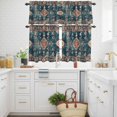 thumbnail image 3 of Bohemian Floral Kitchen Curtains Valances and Tiers Set of 3 Green Red Traditional Ethnic Flower Mottled Tier Curtains and Valance with Rod Pocket for Small Windows, 27.5"x24", 3 of 9