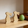 thumbnail image 4 of Easter Wooden Bunny Desktop Decor, 2-Pack Standing Rabbit Figurines With Ribbon & Flower Accents, Easter Tabletop Ornament For Home Office Shelf Decor, 4 of 5