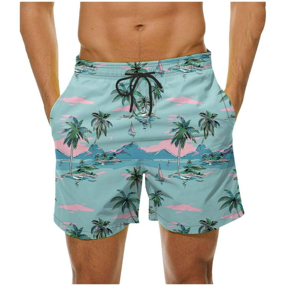 Xysaqa Mens Swim Trunks Swimsuit Swimwear Palm Tree Big & Tall Board Shorts for Men Lightweight Summer Beach Shorts Casual Swimming Bathing Suits 3X 4X 5X on Clearance