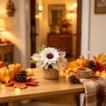 thumbnail image 4 of Fall Tabletop Decor, Artificial Flower Arrangement in Woven Basket with Pumpkin and Maple Leaf for Mantel Shelf and Thanksgiving Centerpiece Display, Preassembled Potted Floral Accent, 4 of 6
