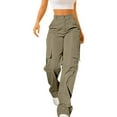 thumbnail image 1 of Cargo Pants Women, Elastic Waist Pockets Straight Loose Pockets, 1 of 8