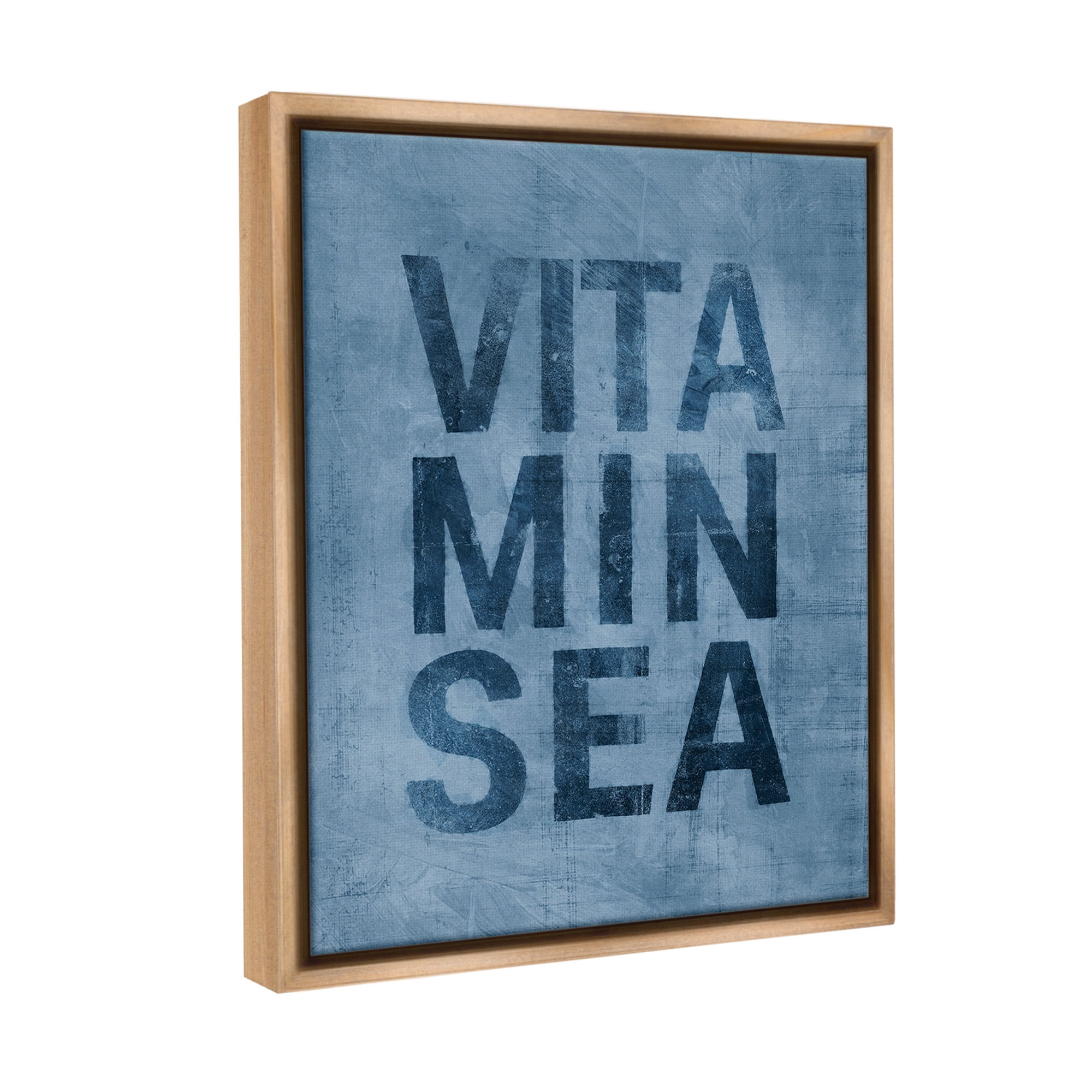 Stupell Industries Vitamin Sea Phrase Nature Painting Brown Floater Framed Canvas Art Print Wall Art, 25 x 31