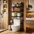 thumbnail image 7 of FEOLGEHLY Over Toilet Storage Rack, 56.5-Inch Tall Storage Rack with Multi-Layer Bathroom Shelf, Freestanding Bathroom Organizer for Toiletries, Space-Saving 56 Inch Toilet Storage (Black), 7 of 7